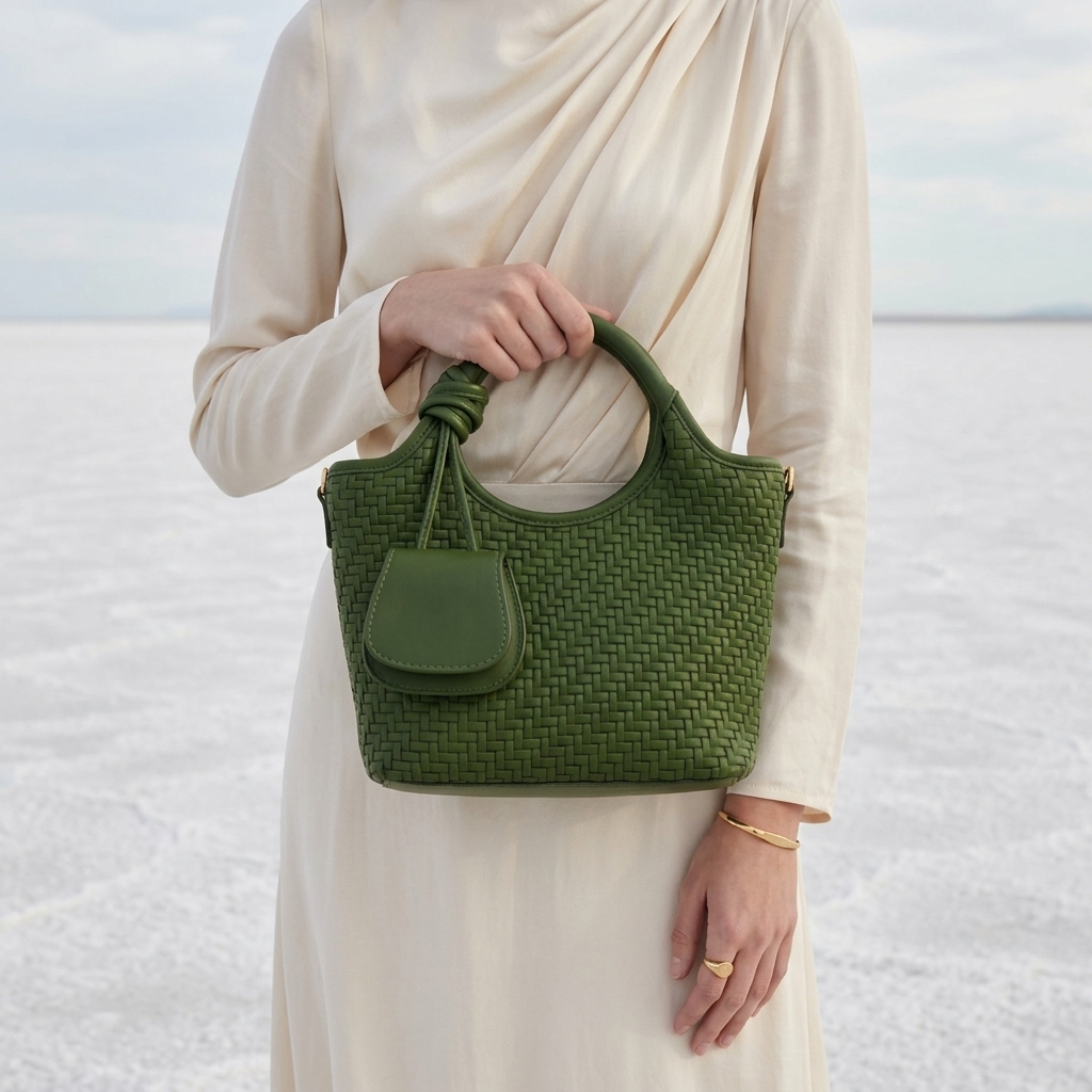 Verdant Weave Handbag in Vegan Leather