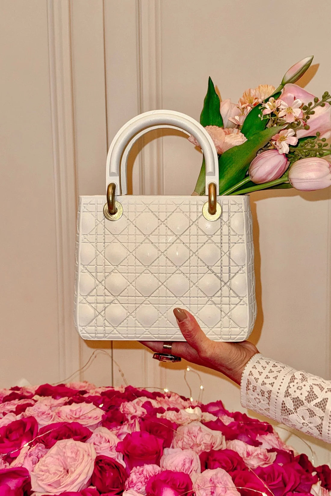 Scarlett Handbag Resin Vase in Beige