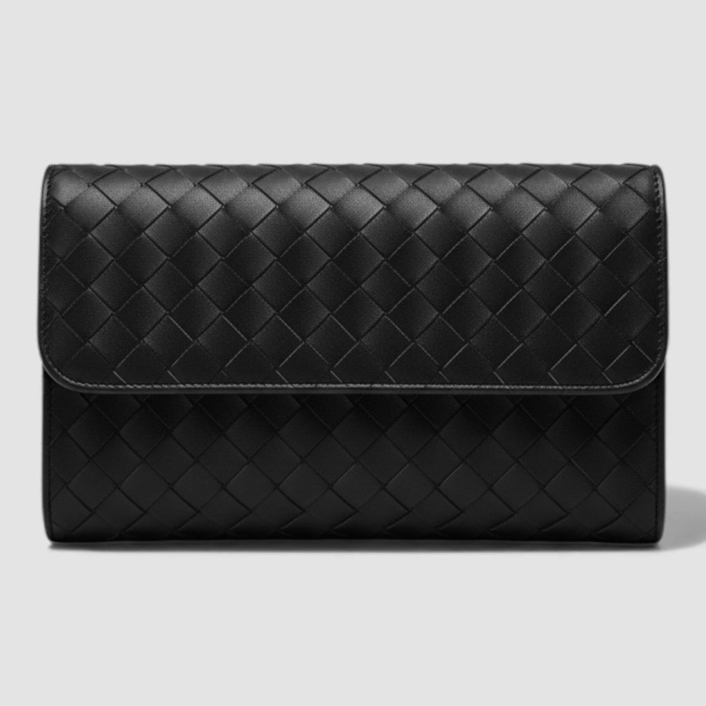 Arden Noir Weave Leather Handbag in Pure Leather