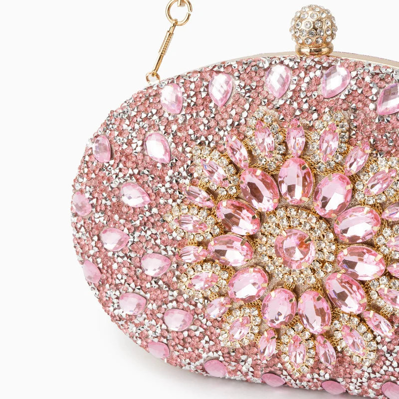 Colette Diamond Encrusted Clutch Bag - Pink - Pine Drew Lifestyle