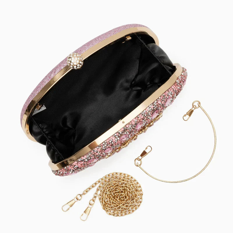 Colette Diamond Encrusted Clutch Bag - Pink - Pine Drew Lifestyle