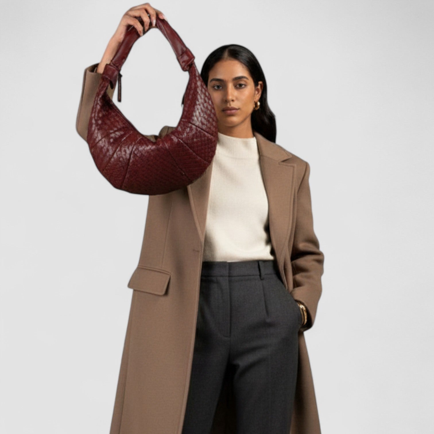 Selora Curve Hobo in Interwoven Vegan Leather