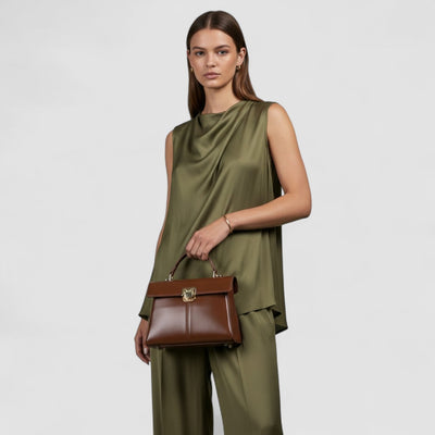 Amanda Top Handle Satchel in Pure Leather