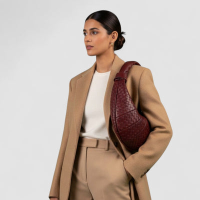 Selora Curve Hobo in Interwoven Vegan Leather