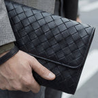 Arden Noir Weave Leather Handbag in Pure Leather