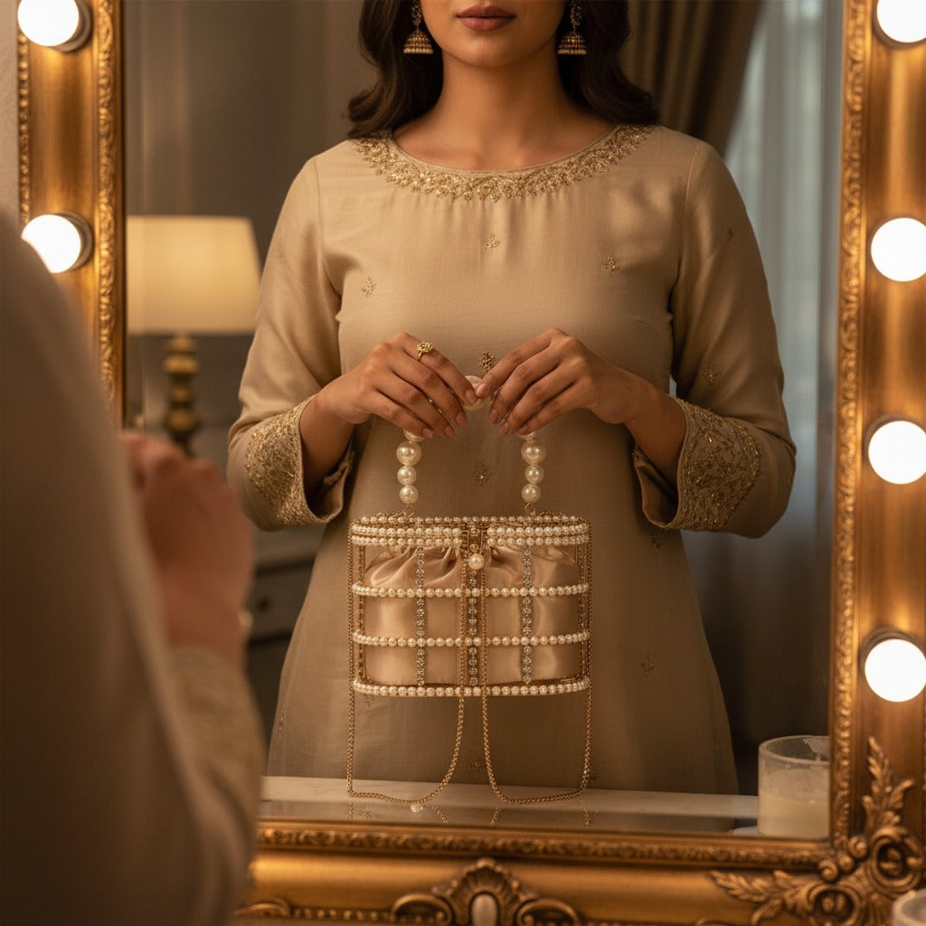 Blush Pearl Lattice Casket