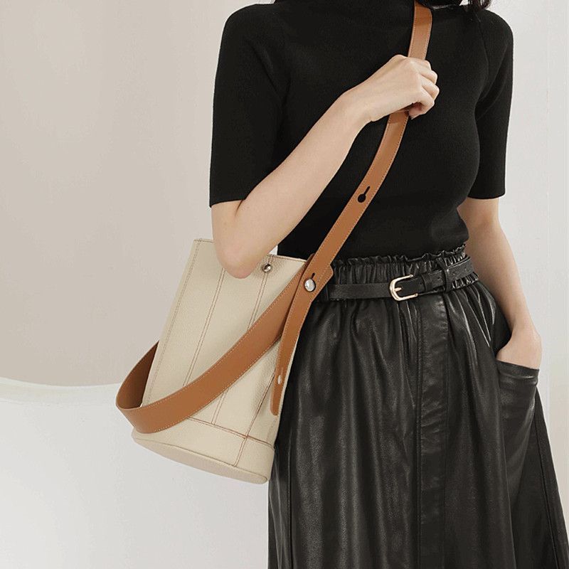 The Camille Bucket  in Pure Leather