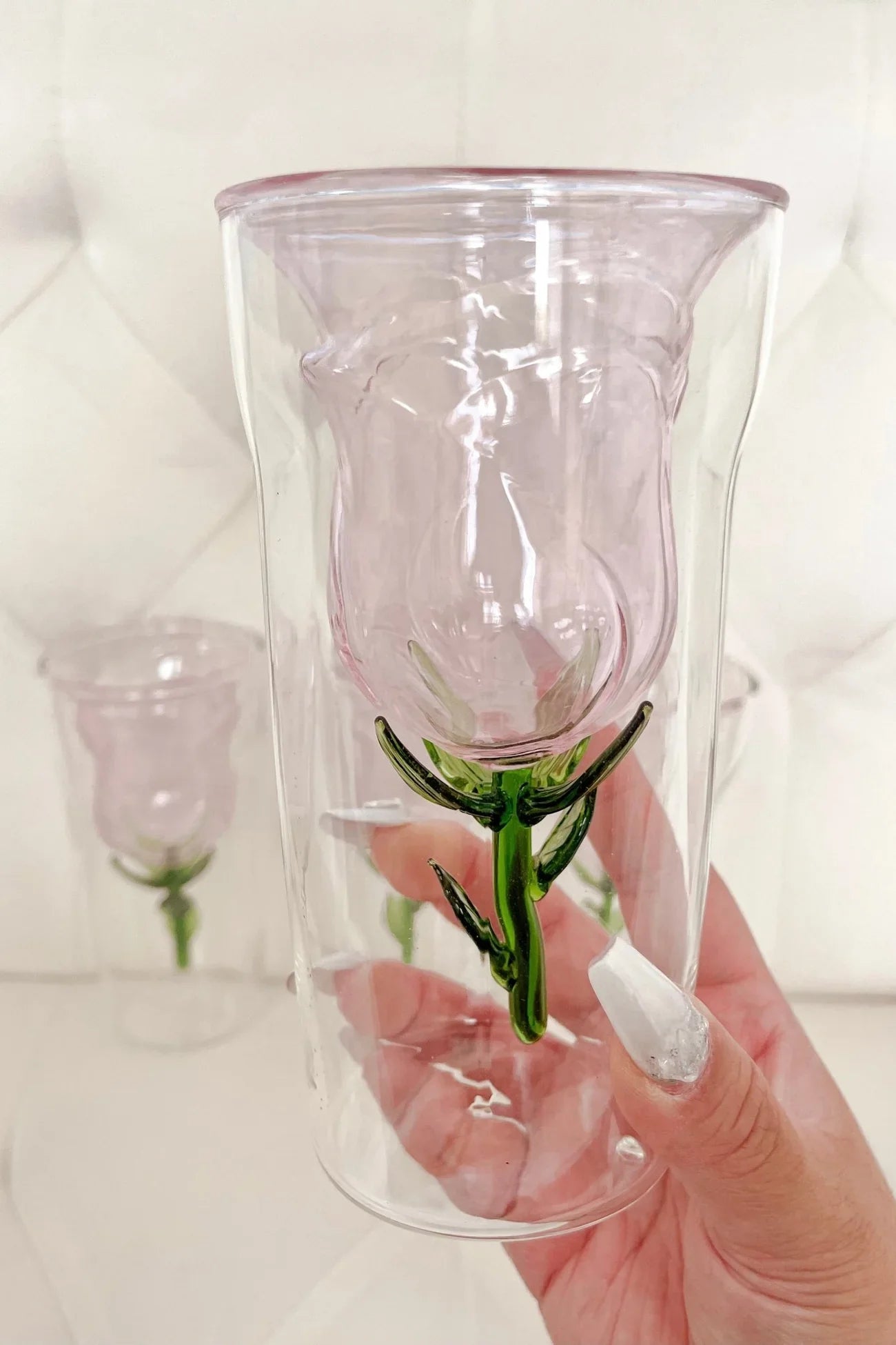 Enchanted Rose Glass Cup Set of 4