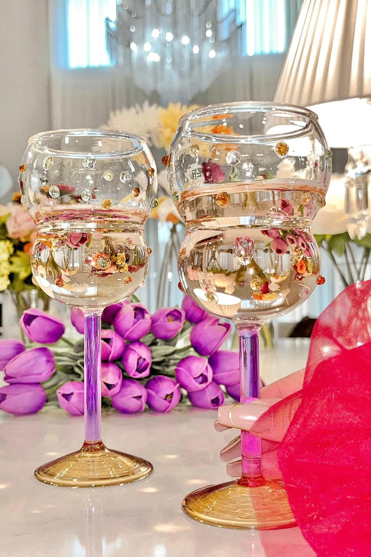 Luxurious Gemstones Glass Cup Set of 4
