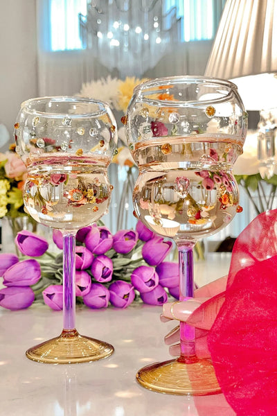 Luxurious Gemstones Glass Cup Set of 4