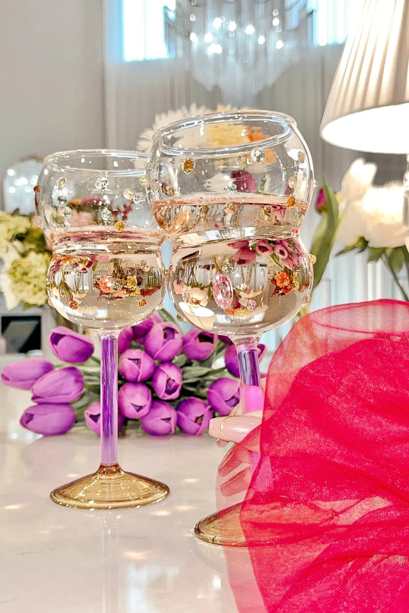 Luxurious Gemstones Glass Cup Set of 4